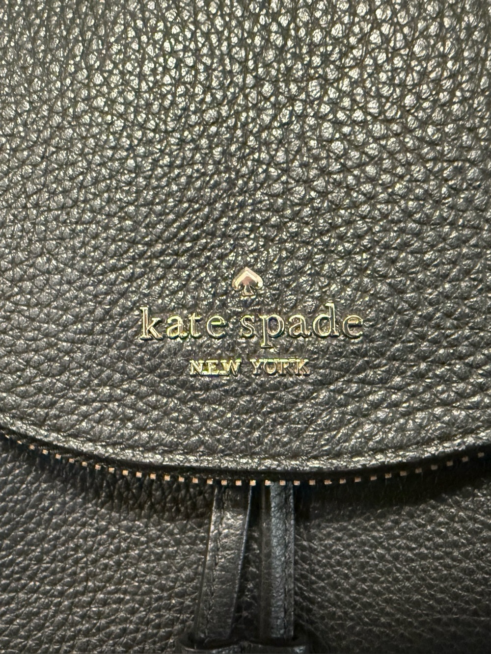 Kate Spade New York Black Pebbled Leather Flap Backpack - Picture 2 of 12